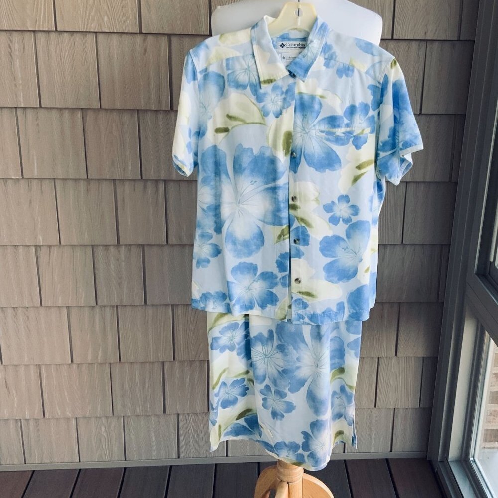 COLUMBIA SPORTSWEAR 2 PIECE DRESS SHIRT POLY BLEND OFFICE SUMMER LADIES S - Picture 4 of 14